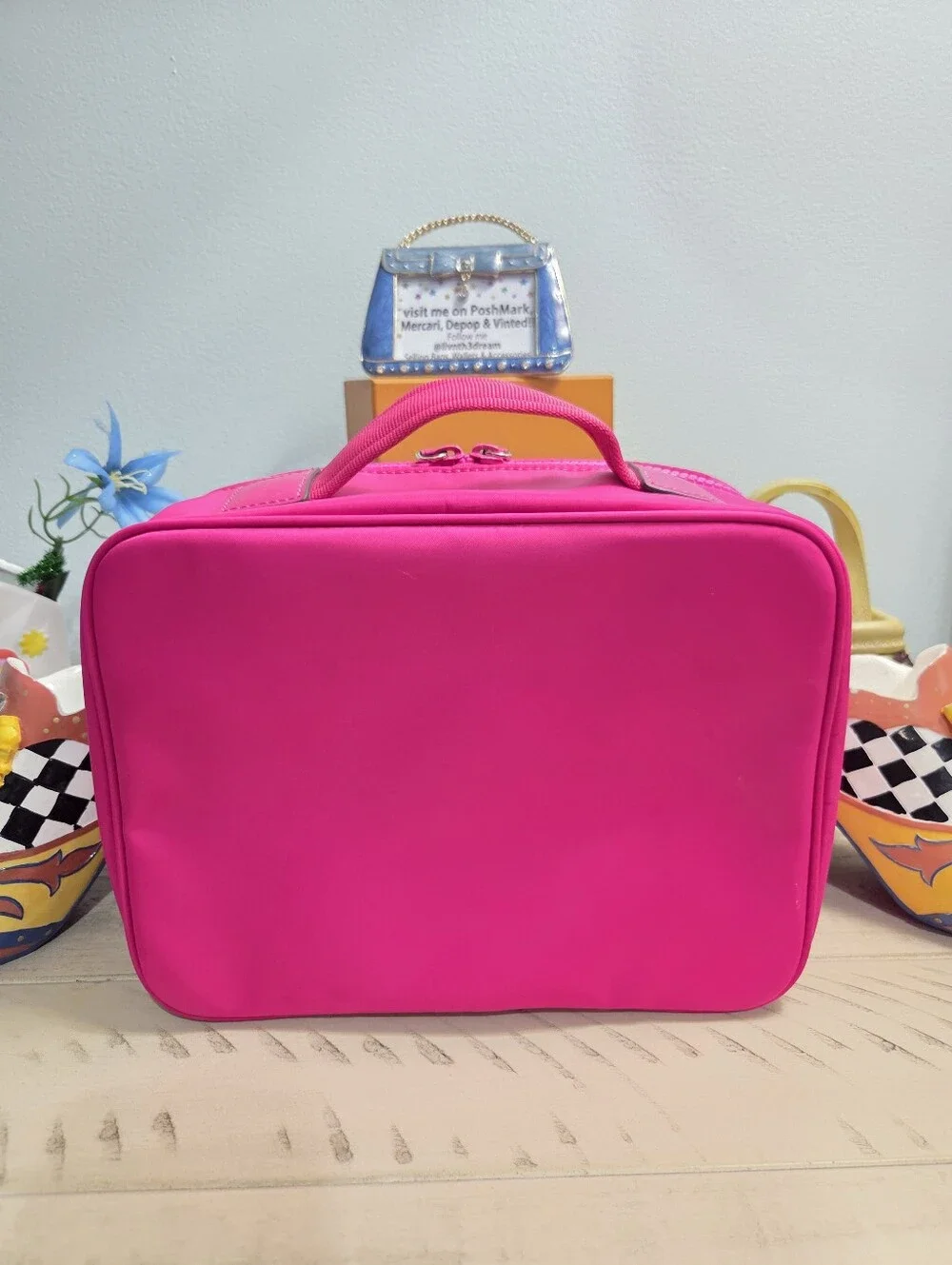Kate Spade Jae Travel Cosmetic Bag Case Pink Magenta Nylon, EUC